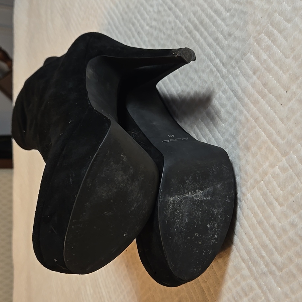 Aldo Black Suede Ankle Boots, Platform, High Heels, Size EU 40, US 9.5 - Picture 6 of 8